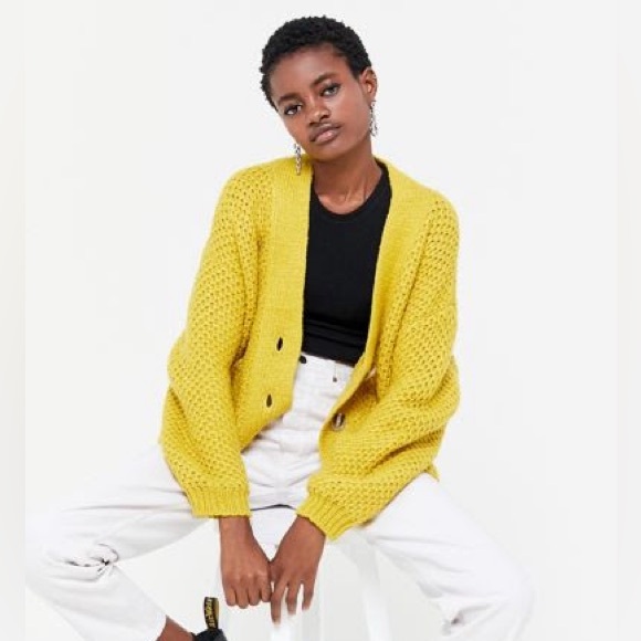 Urban Outfitters Sweaters - Women’s Urban Outfitters Short Button Up Cardigan in Mustard Yellow